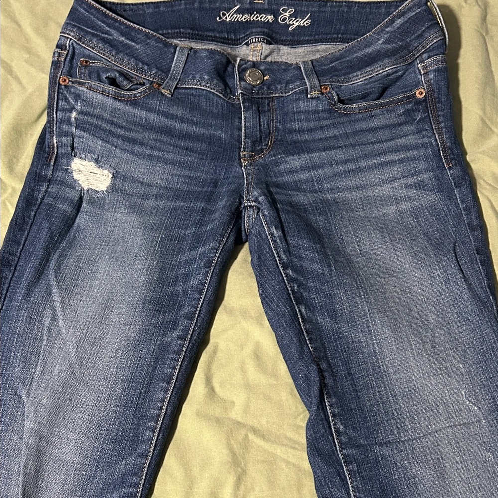American Eagle Outfitters Women's Distressed Blue Skinny Jeans